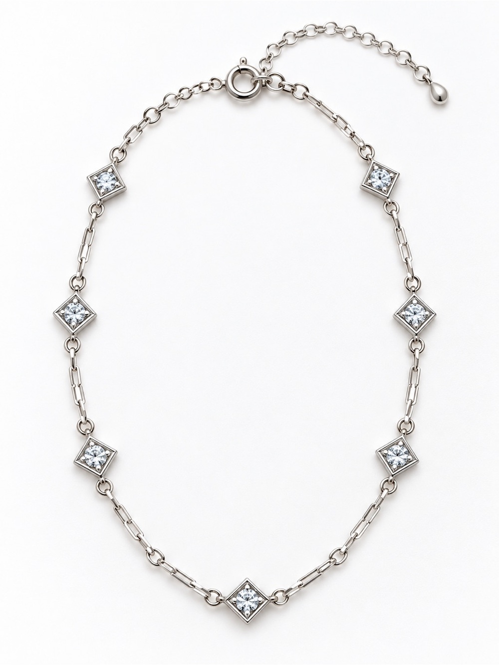 Touchstone Crystal by Swarovski Ankle Bracelet Silver/rhodium tone 9-11”